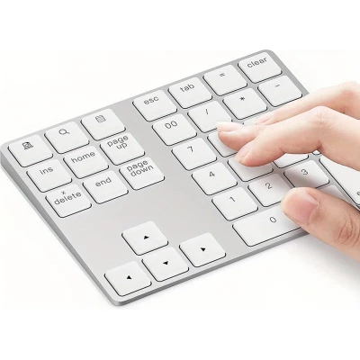 Mini clavier pavé numérique sans fil Bluetooth portable rechargeable compact look MacBook - Blanc