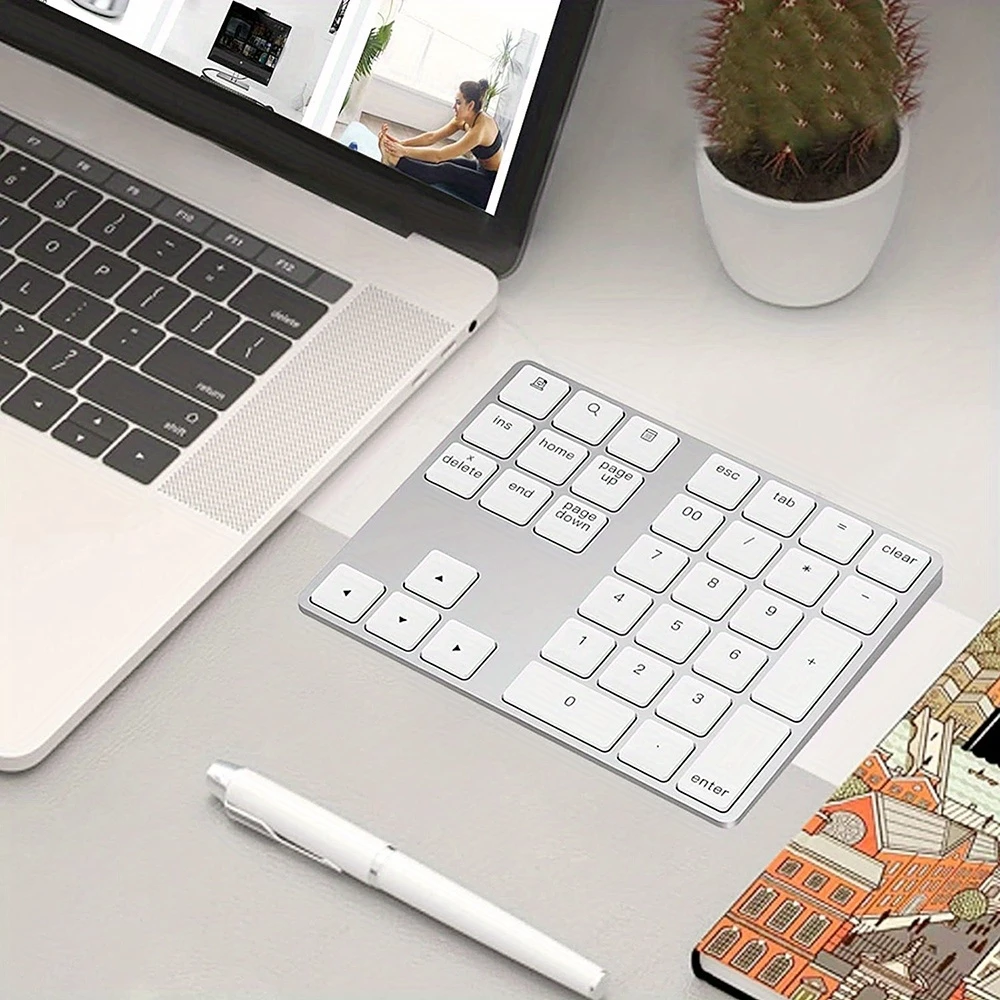 Mini clavier pavé numérique sans fil Bluetooth portable rechargeable compact look MacBook - Blanc