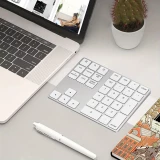 Mini clavier pavé numérique sans fil Bluetooth portable rechargeable compact look MacBook - Blanc