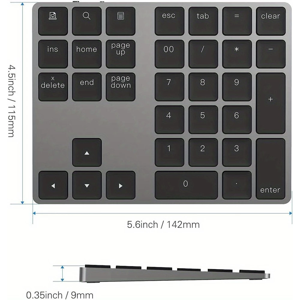Mini clavier pavé numérique sans fil Bluetooth portable rechargeable compact look MacBook - Blanc
