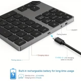Mini clavier pavé numérique sans fil Bluetooth portable rechargeable compact look MacBook - Blanc
