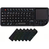 Mini kabelloses 2.4G Tastatur mit beleuchtetem Touchpad und kompakter Maus f&uuml;r PC und Smart TV - Schwarz