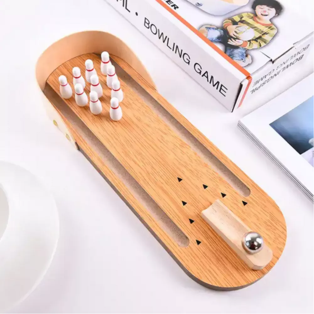 Mini jeu de bowling de table en bois - jeu de société amusant pour la famille et les enfants à partir de 6 ans