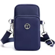 Mini sac bandoulière ultra léger 3 poches avec fermeture éclair et lanière amovible - Bleu foncé
