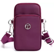 Mini sac bandoulière ultra léger 3 poches avec fermeture éclair et lanière amovible - Violet