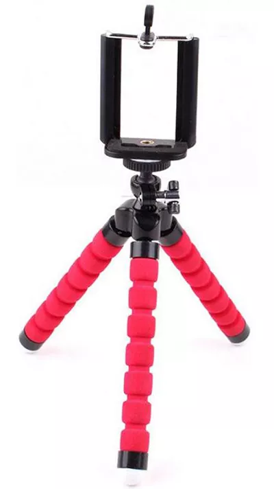 Mini Foam Octopus für Handys mit Universalclip - Rot