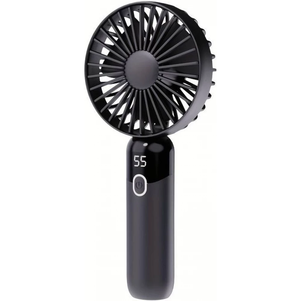 Mini ventilateur USB compact et portable avec affichage LED et pied amovible - Noir