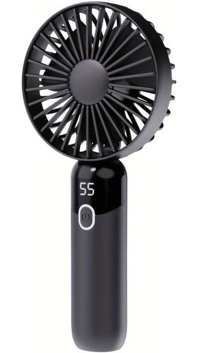 Mini ventilateur USB compact et portable avec affichage LED et pied amovible - Noir