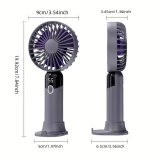 Mini ventilateur USB compact et portable avec affichage LED et pied amovible - Noir