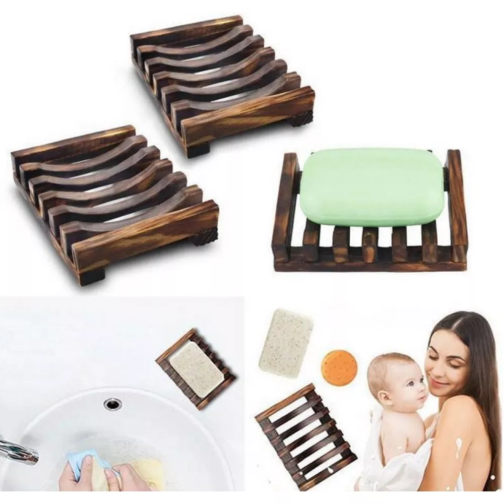 Natural hölzerner Seifenhalter Dekoration für Badezimmer und Küche - Braun