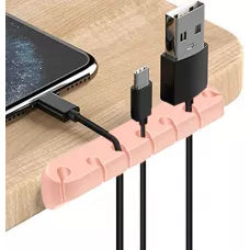 7-Kanal Kabelorganizer Silikon Kabelklemme für Tisch - Wand - Klebestreifen - Rosa