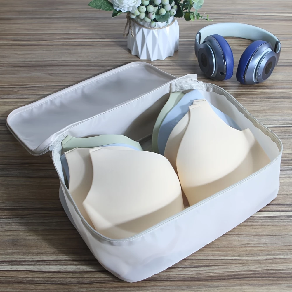 Organisateur de valise 7 pi&egrave;ces compartiments pour v&ecirc;tements et sous-v&ecirc;tements - Beige