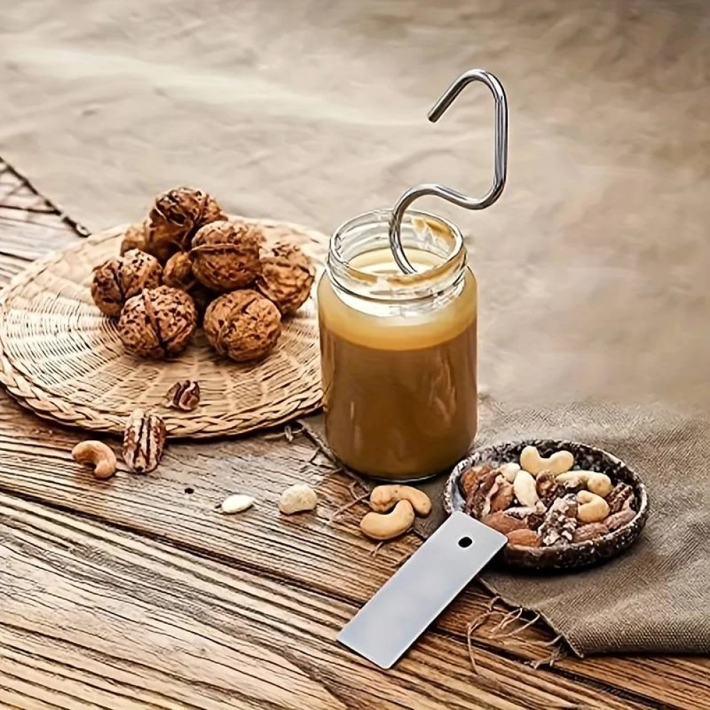 Outil de cuisine tige en acier inoxydable Mélangeur de sauces parfait pour les confitures et le beurre de cacahuètes - Argent