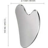 Outil de massage facial gua sha en acier inoxydable premium avec bo&icirc;te cadeau &eacute;l&eacute;gante - Argent