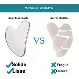 Outil de massage facial gua sha en acier inoxydable premium avec bo&icirc;te cadeau &eacute;l&eacute;gante - Argent
