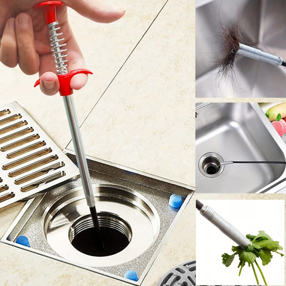 Outil de nettoyage de drain avec grappin flexible pour &eacute;vier et &eacute;limination des bouchons (160 cm)