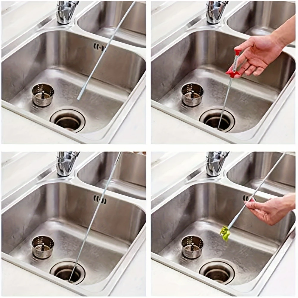 Outil de nettoyage de drain avec grappin flexible pour &eacute;vier et &eacute;limination des bouchons (160 cm)