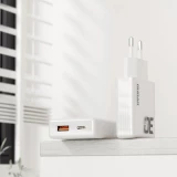 Pack chargeur mural 30W USB-A / USB-C GaN Dudao A30EUT avec câble USB-C vers Lightning iPhone - Blanc