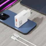 Pack chargeur mural 30W USB-A / USB-C GaN Dudao A30EUT avec câble USB-C vers Lightning iPhone - Blanc
