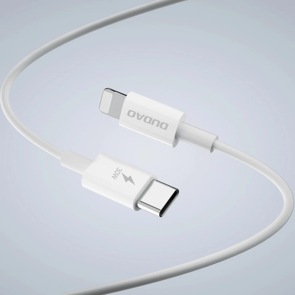 Pack chargeur mural 30W USB-A / USB-C GaN Dudao A30EUT avec câble USB-C vers Lightning iPhone - Blanc