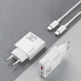 Pack chargeur mural 30W USB-A / USB-C GaN Dudao A30EUT avec câble USB-C vers USB-C - Blanc