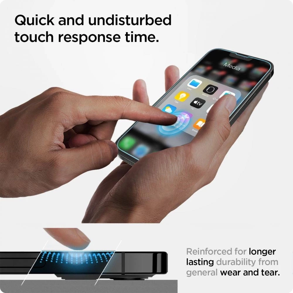Pack de 2 vitres de protection Spigen Glas.tR EZ Fit avec système d'installation facile - iPhone 13 / 13 Pro / 14 / 16e