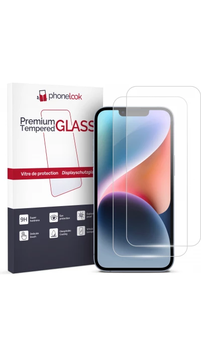 Pack de 2 vitres de protection d'&eacute;cran en verre tremp&eacute; - iPhone 14