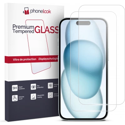 Pack de 2 vitres de protection d'&eacute;cran en verre tremp&eacute; - iPhone 15 Pro Max
