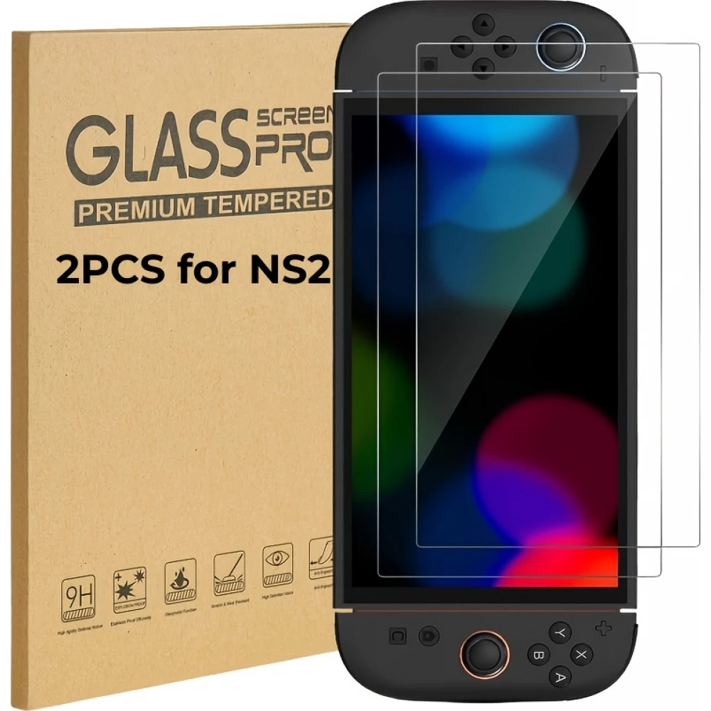 Pack de 2 vitres de protection d'&eacute;cran en verre tremp&eacute; pour Nintendo Switch 2