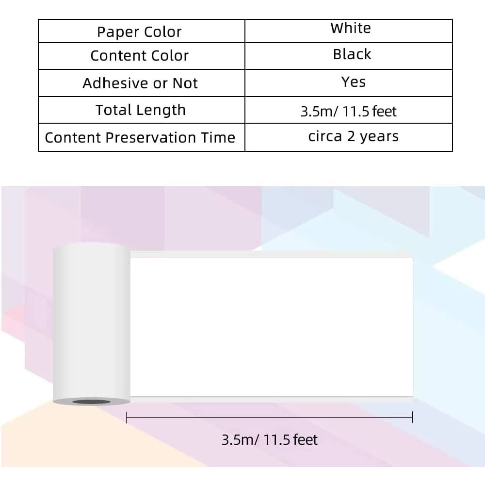 Pack de 3 rouleaux papier thérmiques pour imprimante Phomemo T02