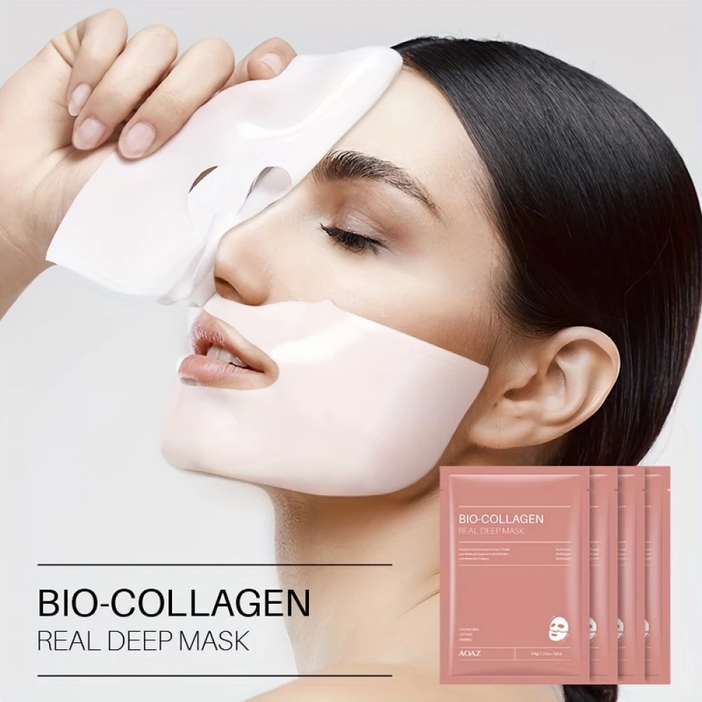 Pack de 4 masques hydratants bio-collagène acide hyaluronique nicotinamide tous types de peau