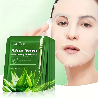 Pack de 8 masques en tissu aloe vera hydratants et raffermissants avec acide hyaluronique sans alcool