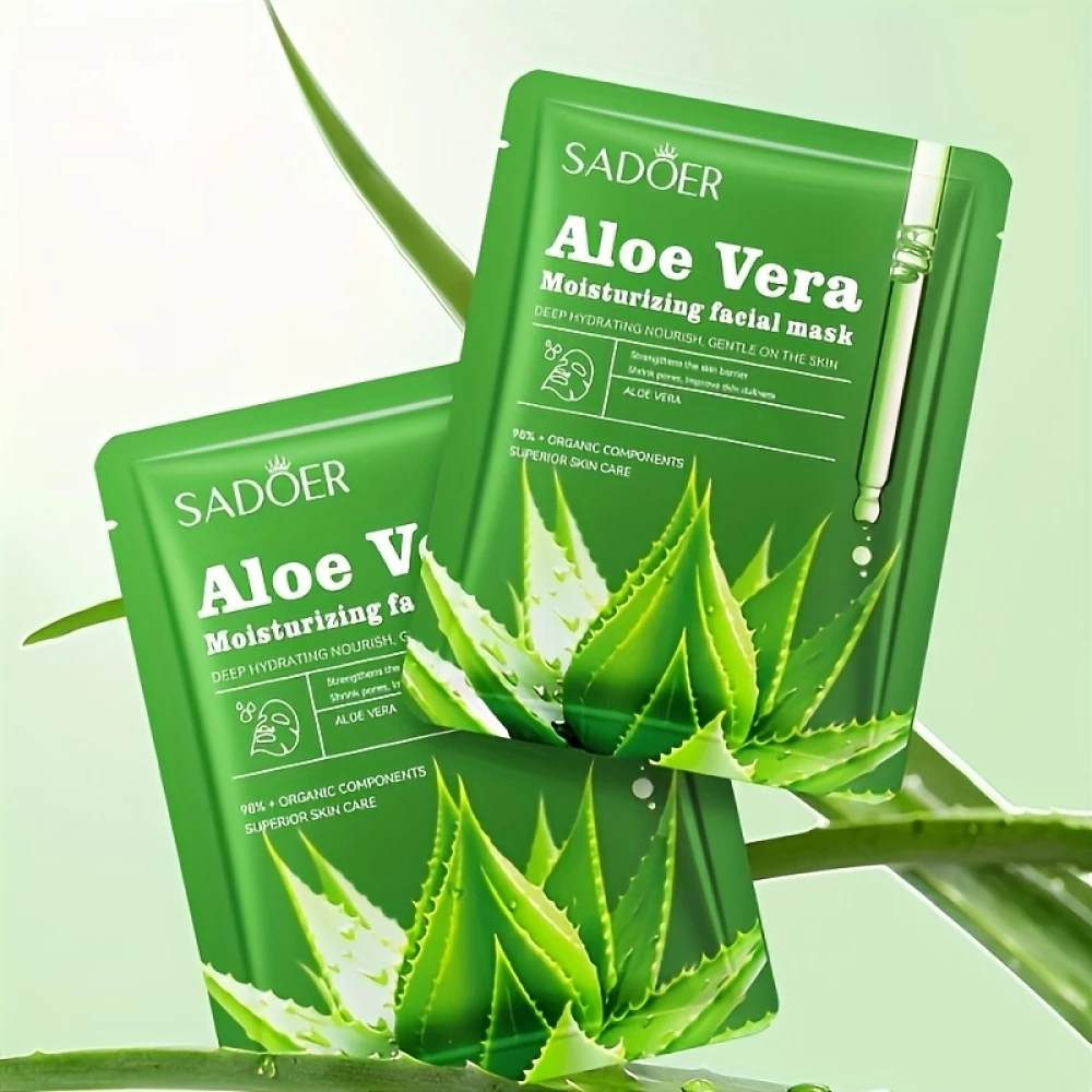 Pack de 8 masques en tissu aloe vera hydratants et raffermissants avec acide hyaluronique sans alcool