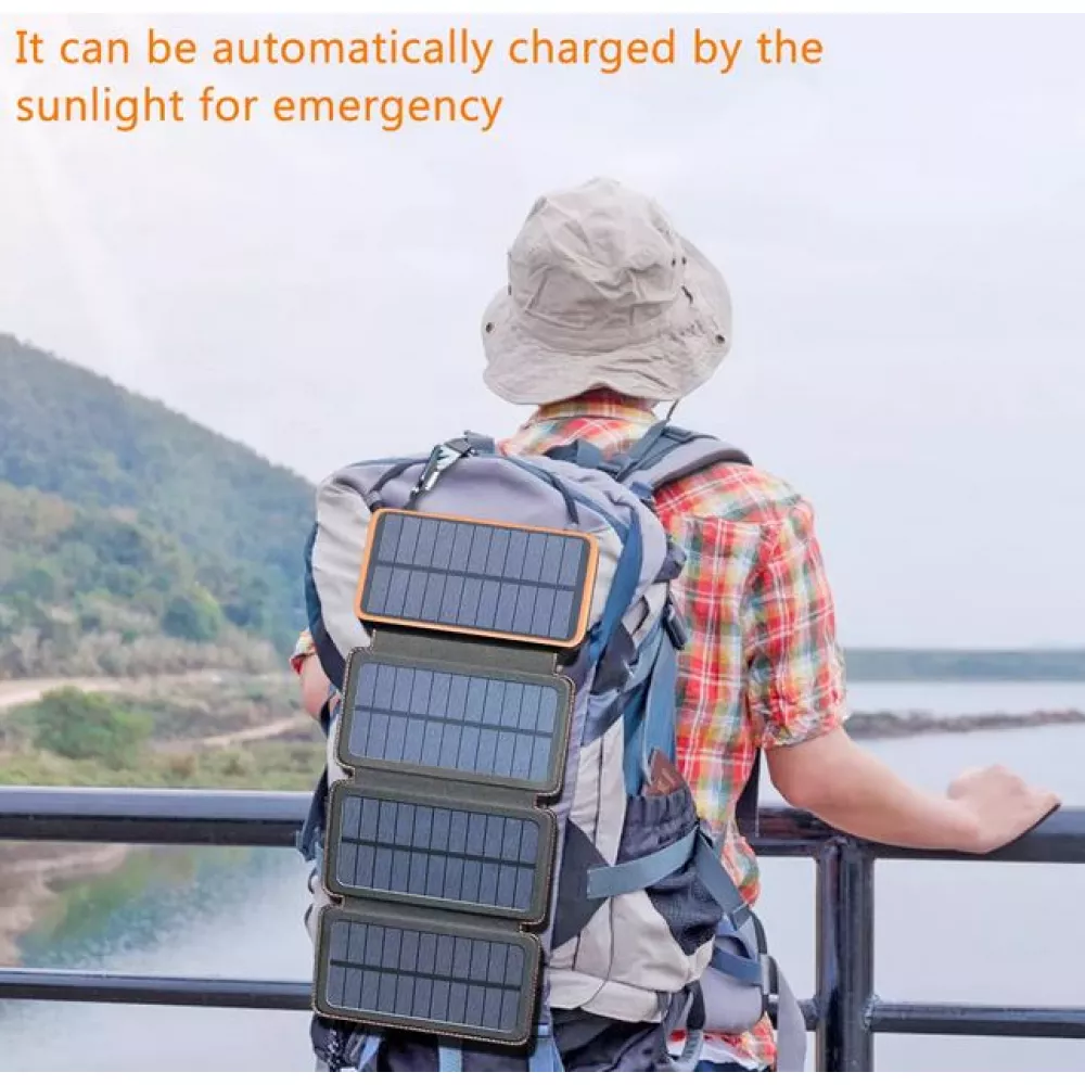 Panneau solaire pliable batterie externe Power Bank 20000 mAh - Orange