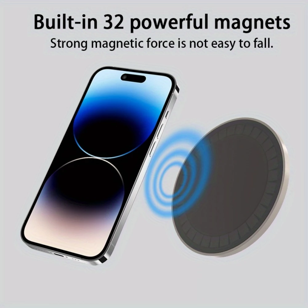 Patch magn&eacute;tique MagSafe rotatif 360&deg; en silicone avec ventouse pour support t&eacute;l&eacute;phone - Noir
