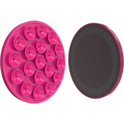 Patch magn&eacute;tique MagSafe rotatif 360&deg; en silicone avec ventouse pour support t&eacute;l&eacute;phone - Rose