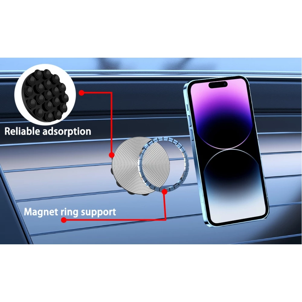MagSafe 360&deg; drehbarer Silikon-Magnet-Patch mit Saugnapf f&uuml;r Handyhalterung - Rosa