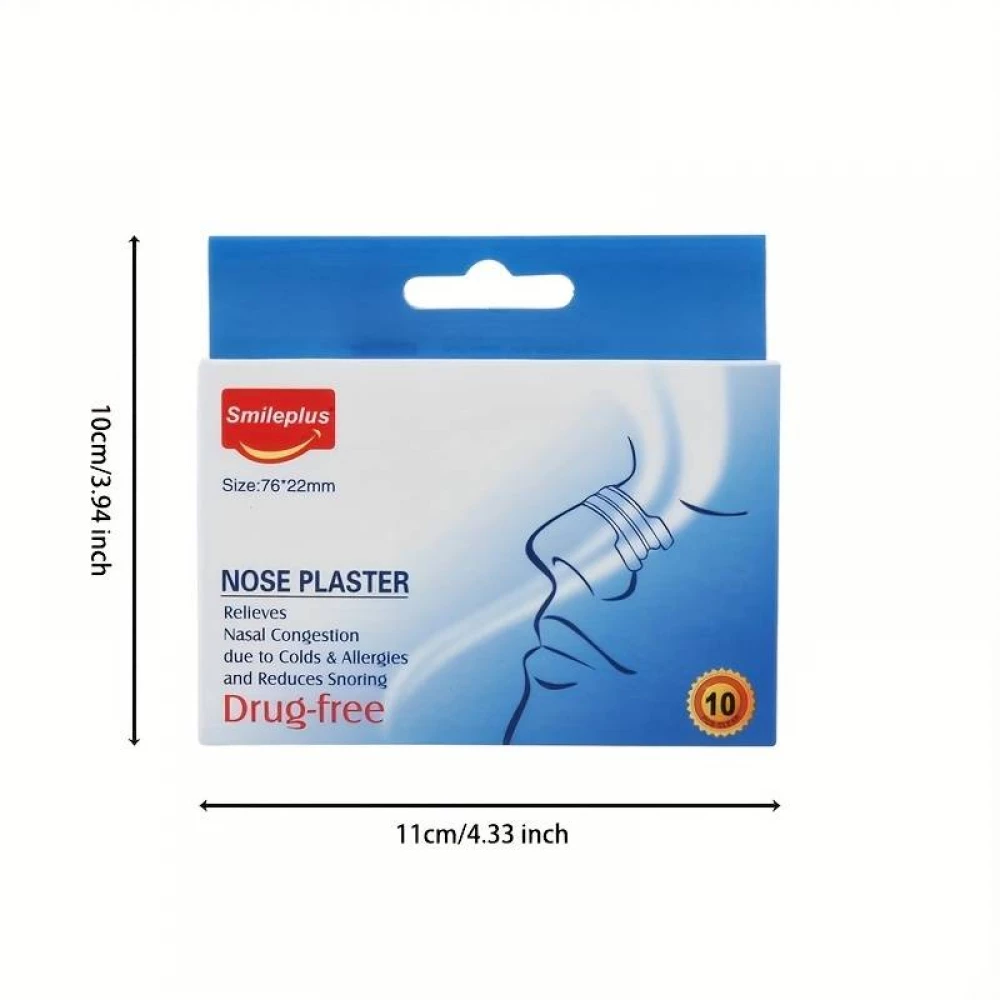Nasenpflaster, um besser zu atmen und das Schnarchen zu reduzieren (Packung mit 10 Pflastern)