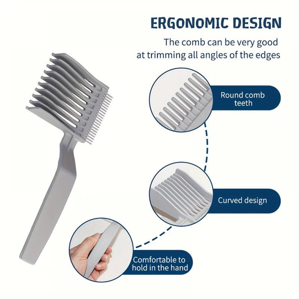 Peigne de coupe de cheveux pour dégradé résistant à la chaleur avec design ergonomique - Gris