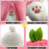 Peluche convertible lapin mignon à fraise fruitée 2 en 1 jouet - Blanc