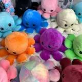 Peluche poulpe réversible double face Mood Octopus - Noir / gris