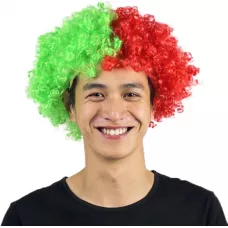 Fan article Portugal - Perruque couleur drapeau Portugal - cheveux bouclés unisexe