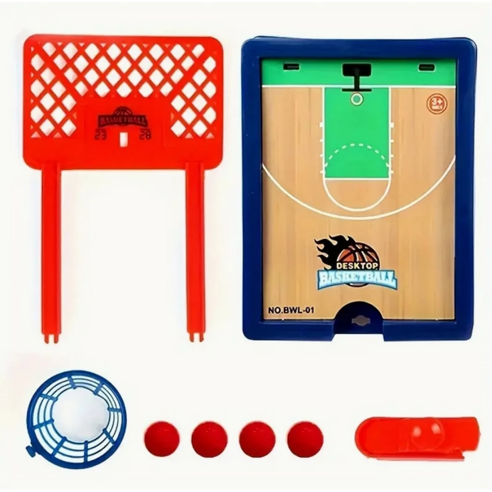 Petit jeu de basket-ball de table avec les doigts pour la maison ou le bureau pour 1 ou plusieurs joueurs - Bleu rouge