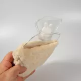Kleine mini Wärmeflasche mit niedlicher Hasen Hülle mit weichem Fell - Blau