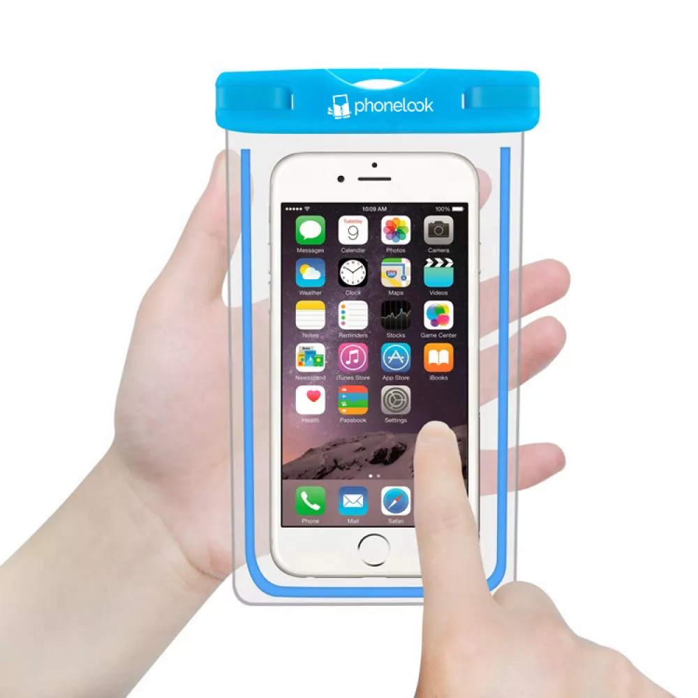 Pochette étanche waterproof pour smartphone avec capacité tactile PhoneLook - Bleu