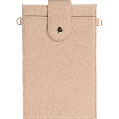 Pochette à bandoulière universelle pour smartphone en cuir végétal avec lanière en cuir (végétal) - Beige