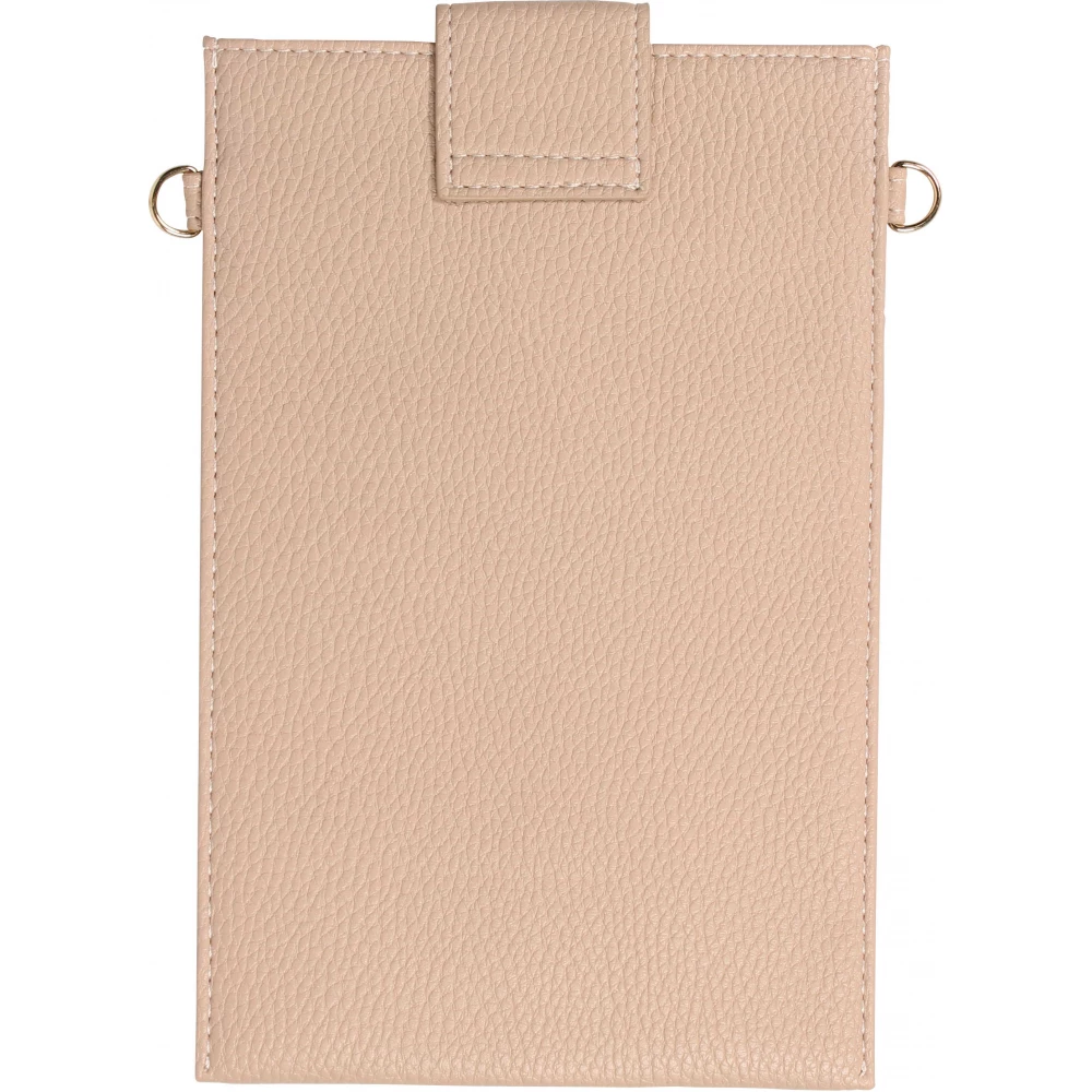 Pochette à bandoulière universelle pour smartphone en cuir végétal avec lanière en cuir (végétal) - Beige
