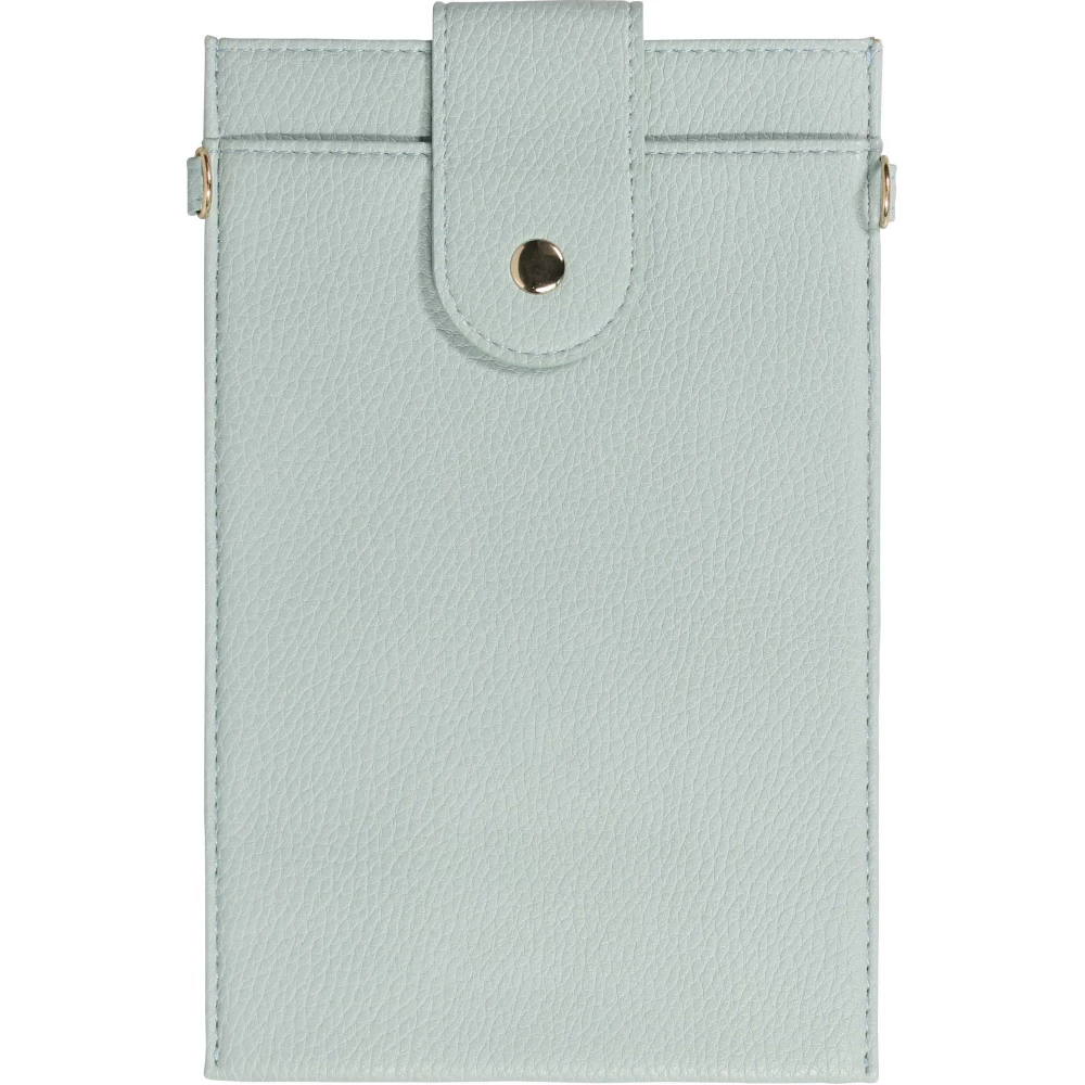 Elegante universelle Smartphone Umhängetasche aus veganem Leder inkl. Umhängegurt aus Leder (vegan) - Hellblau