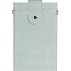 Elegante universelle Smartphone Umhängetasche aus veganem Leder inkl. Umhängegurt aus Leder (vegan) - Hellblau