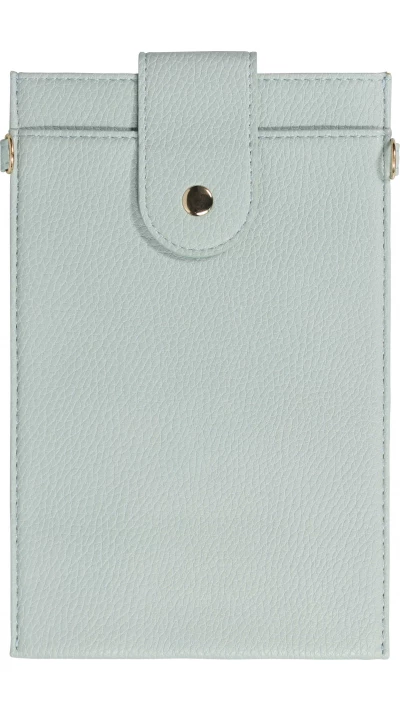 Pochette à bandoulière universelle pour smartphone en cuir végétal avec lanière en cuir (végétal) - Bleu clair